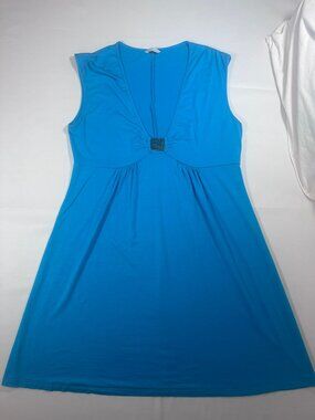 Trina Turk Bright Blue Sleeveless V-Neck Tunic Dress-Size Large
